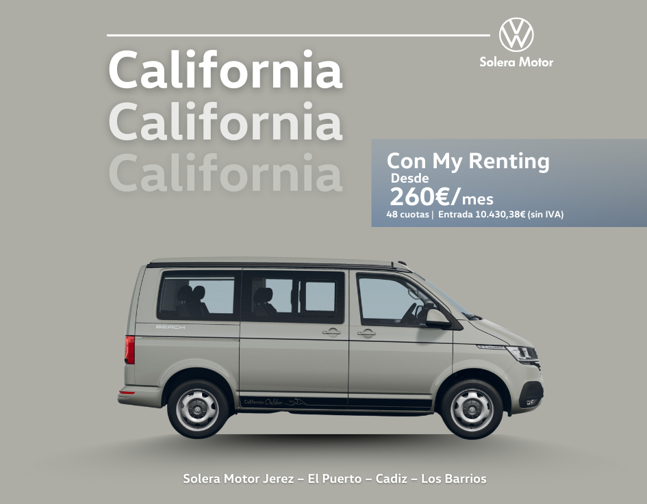 Disfruta de las aventuras, ¡disfruta con Volkswagen!
Descubre la California Outdoor Camper por 260€/mes* con My Renting.